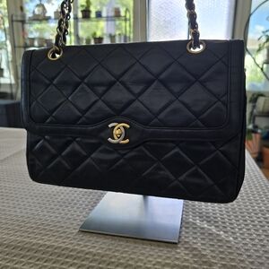 CHANEL Chain Shoulder Matelasse Paris Limited Edition Lambskin Black Double Flap